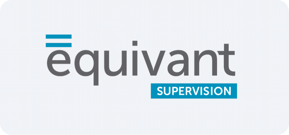 The equivant Supervision logo. Equivant is in large gray letters with a blue equal sign above the e. Supervision is in smaller white letters in a blue box under equivant.