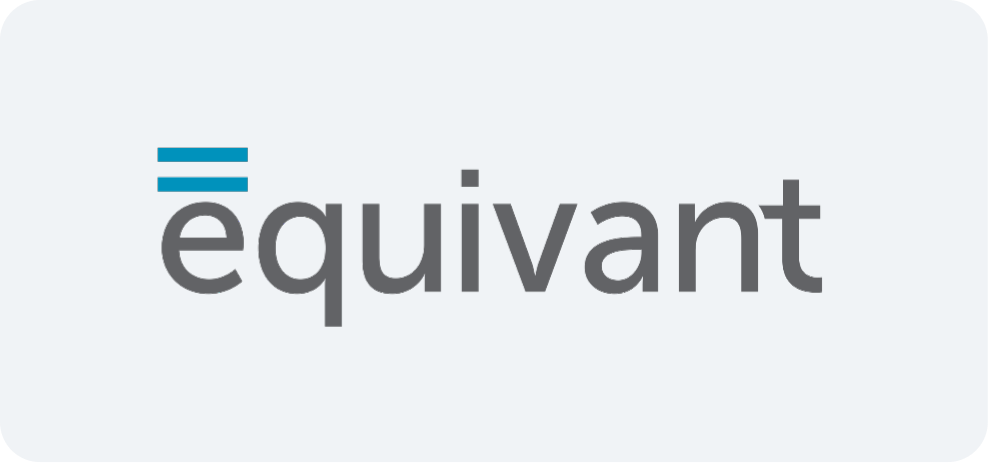equivant Logo. Equivant is in large gray letters with a blue equal sign above the e.