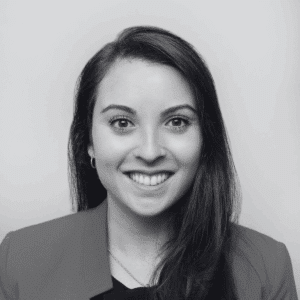 A black and white photo of Danna Levine-Poch, Director of Customer Success